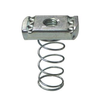 Strut(Channel) Nut 1/4" w/Long Spring Galv (200)