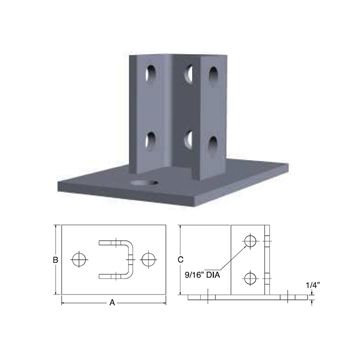 Strut Eight Hole Post Base 6" x 3-½ x 3-½" (Model P9) (10)