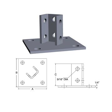 Strut Ten Hole Post Base 6" x 6" x 3-½" (Model P11)(10)