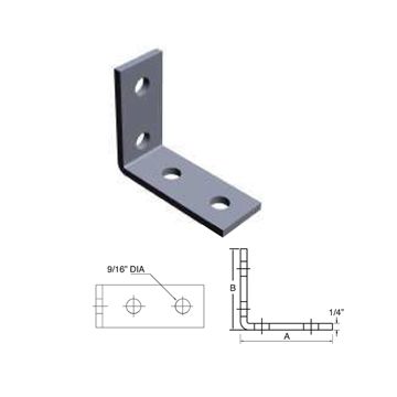 Strut Angle Fitting 90° Four Hole 4-1/8" x 3-1/2"(25)