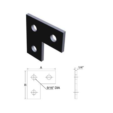 Strut Half Tee Plate Three Hole 3-½" x 3-½" F36 (25)