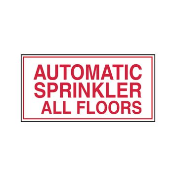 Sign Alum 12x6 Auto Sprinkler All Floors