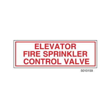 Sign Alum  6x2 Elevator Fire Sprinkler Control Valve