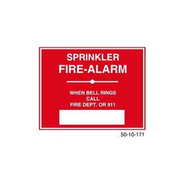 Sign Alum 9x7 Fire Alarm Bell - Call Fire Dept or 911