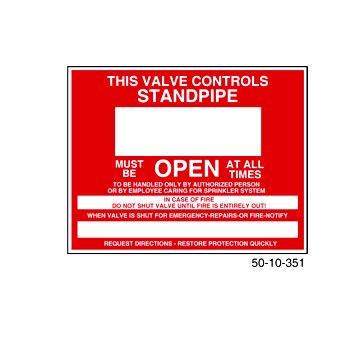 Sign Alum 9x7 This Valve Control To Standpipe