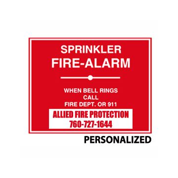 Sign Alum Personalized 9x7 Fire Alrm Bell-Call Fire Dept 911