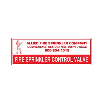 Sign Alum Personalized 6x2 Fire Sprinkler Control Valve(100)