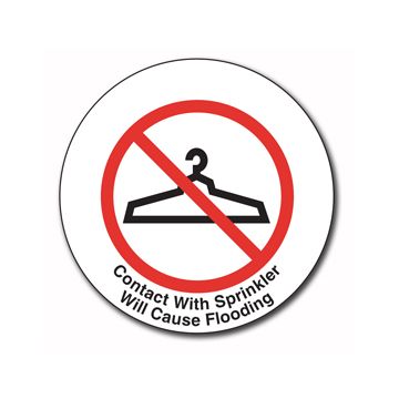 Sign Vinyl Decal 3" Contact w Sprinkler Can Cause Flooding