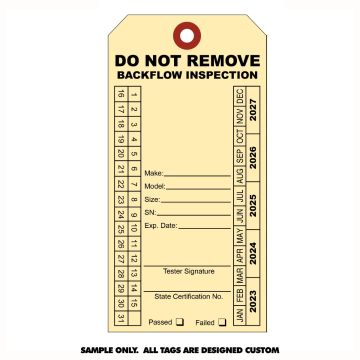 Tag Personalized(1000)Backflow Prevention Annual Inspection