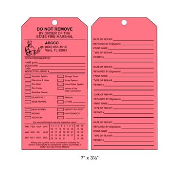 Tag Personalized (1000) FL Inspection Plastic Red (2-Sided)