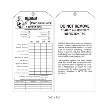 Tag Personalized (1000) Quarterly Inspection (2-Sided)