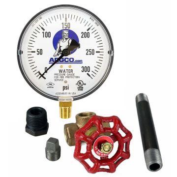 Fire Sprinkler Gauge Kit 300# Water 1/4" NPT UL/FM USA