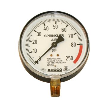 Fire Sprinkler Gauge Personalized 250# Air W/Retard Steel UL
