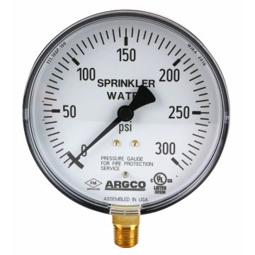 Fire Sprinkler Gauge 300# Water Steel Back UL/FM USA