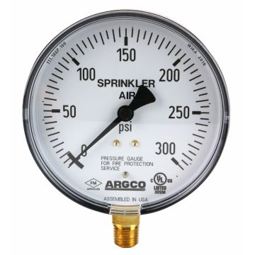 Fire Sprinkler Gauge 300# Air Steel Back UL/FM USA