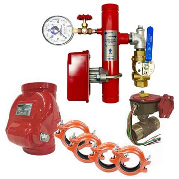 System Sensor Riser Manifold GROOVED 2" w/T&D, Bronze Butterball & Check Valve + 4 Couplings