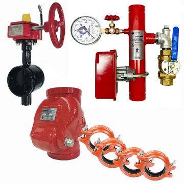 System Sensor Riser Manifold GROOVED 2-1/2" w/T&D, Butterfly & Check Valve  + 4 Couplings