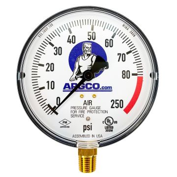 Fire Sprinkler Gauge 250# Air W/Retard Stl UL/FM USA