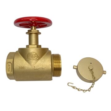 Fire Hose Strt Globe Valve 2-1/2"F(NPT)xM(NST)W/Cap&Chain