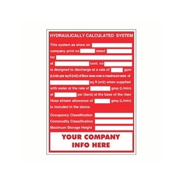 Sign Vinyl Personalized Decal 5 x 7 Hyd Calc Sys (NFPA)