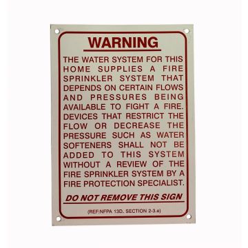 Sign Alum 5x7 Residential NPFA -13D Section 2-3.e