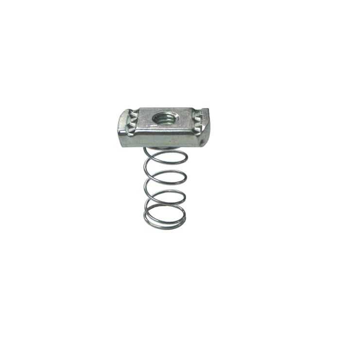 Strut(Channel) Nut 1/4" w/Long Spring Galv (200) Strut(Channel) Nut 1/4" w/Long Spring Galv (200)