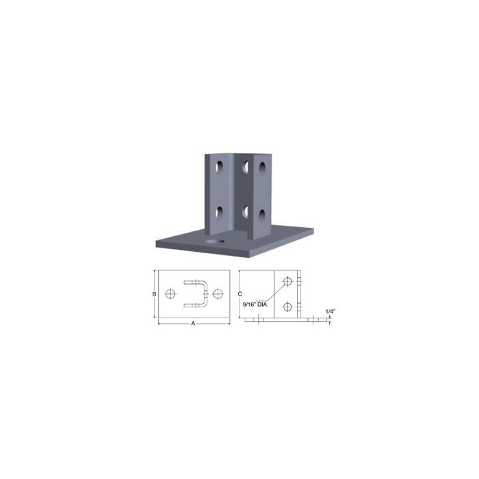 Strut Eight Hole Post Base 6" x 3-½ x 3-½" (Model P9) (10)