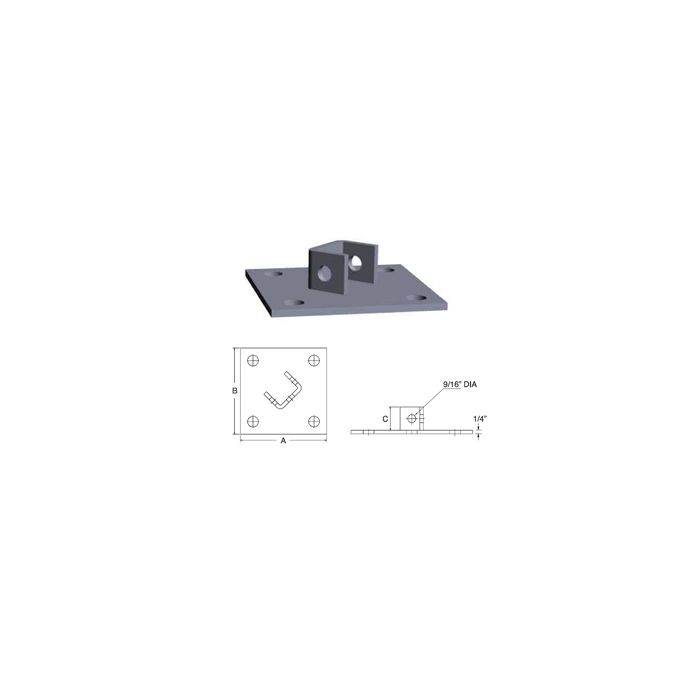 Strut Seven Hole Post Base 6" x 6" x 1-5/8" (Model P10)(10)