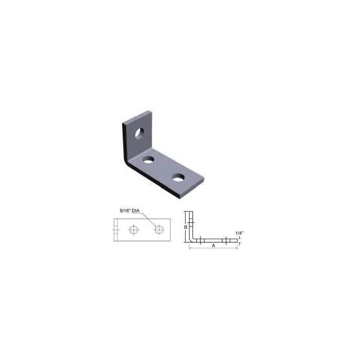 Strut Angle Fitting 90° Three Hole 3-7/8" x 1-7/8"(25) Strut Angle Fitting 90° Three Hole 3-7/8" x 1-7/8"(25)