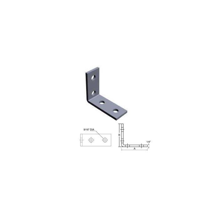 Strut Angle Fitting 90° Four Hole 4-1/8" x 3-1/2"(25)