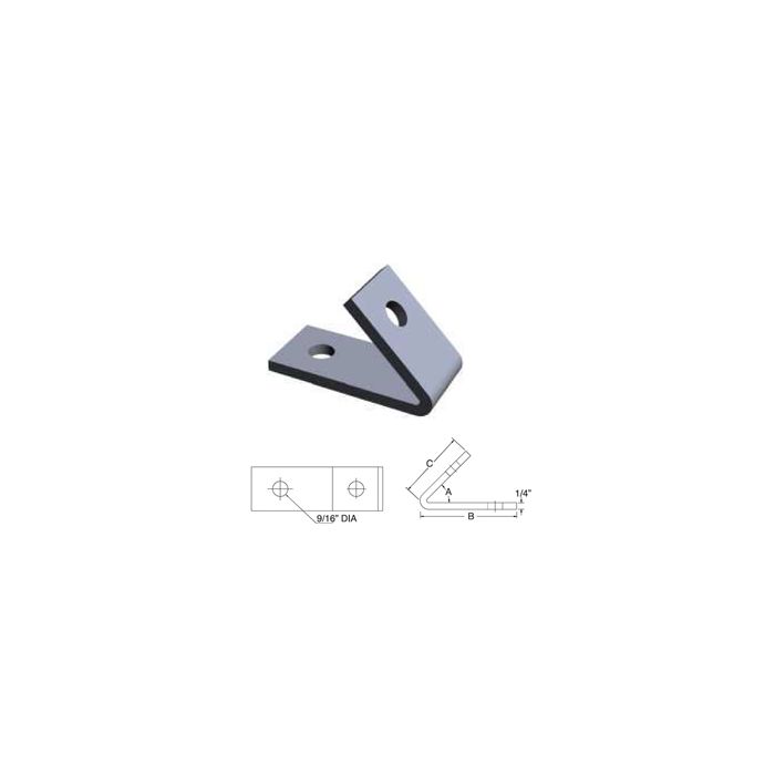 Strut Angle Fitting 45 Degree(Closed)Two Hole 3-½ x 2-½ (25) Strut Angle Fitting 45 Degree(Closed)Two Hole 3-½ x 2-½ (25)
