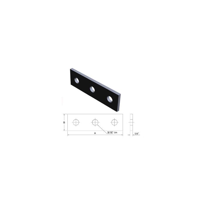 Strut Splice Plate Three Hole 5-3/8" x 1-5/8" F20 (25) Strut Splice Plate Three Hole 5-3/8" x 1-5/8" F20 (25)