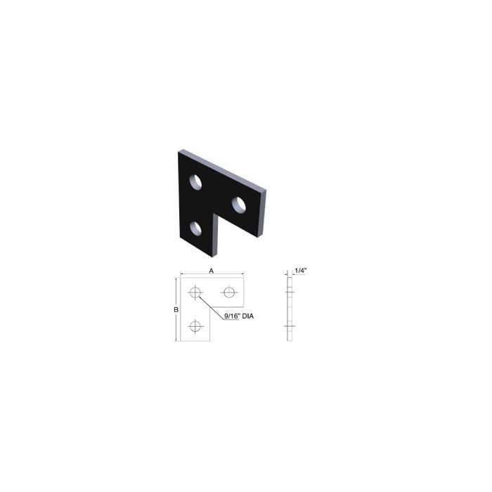 Strut Half Tee Plate Three Hole 3-½" x 3-½" F36 (25)