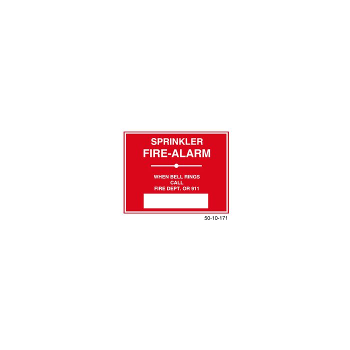 Sign Alum 9x7 Fire Alarm Bell - Call Fire Dept or 911
