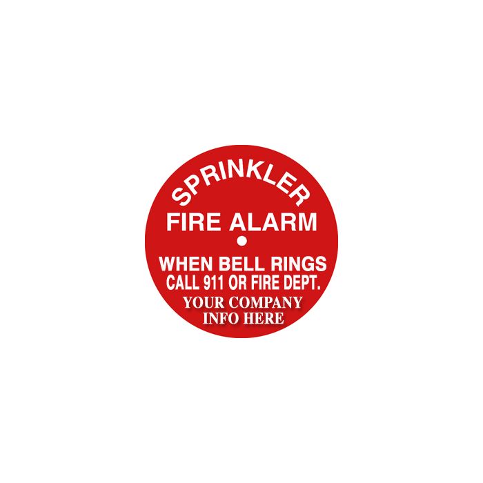 Sign Alum Personalized 6" Round Fire Alarm Bell Call 911(100