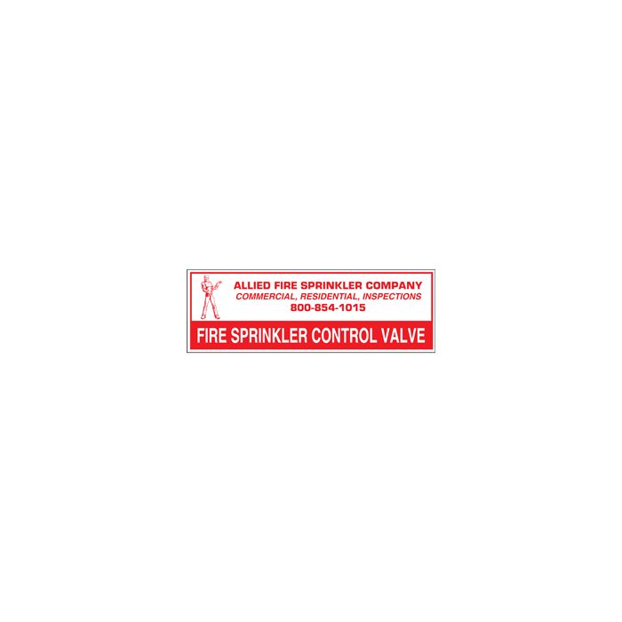 Sign Alum Personalized 6x2 Fire Sprinkler Control Valve(100)