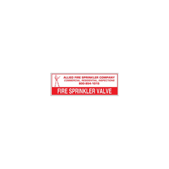 Sign Alum Personalized 6x2 Fire Sprinkler Valve (100/3.4#)