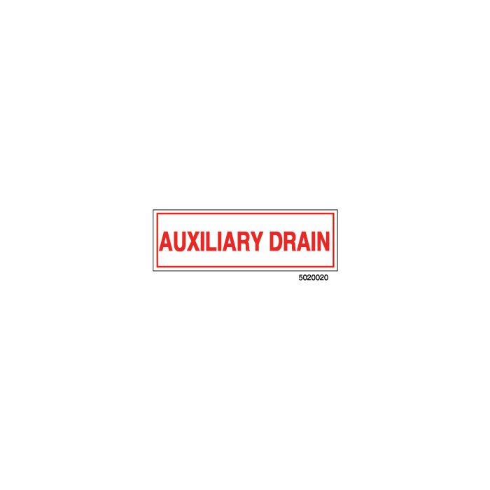 Sign Vinyl Decal 6x2 Auxiliary Drain (100/.6#) Sign Vinyl Decal 6x2 Auxiliary Drain (100/.6#)