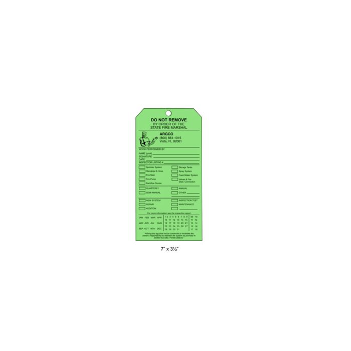 Tag Personalized (1000)FL Inspection Plastic Green (1-Sided)