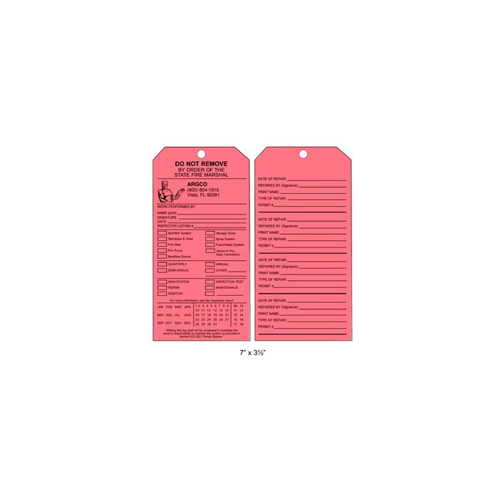 Tag Personalized (1000) FL Inspection Plastic Red (2-Sided)