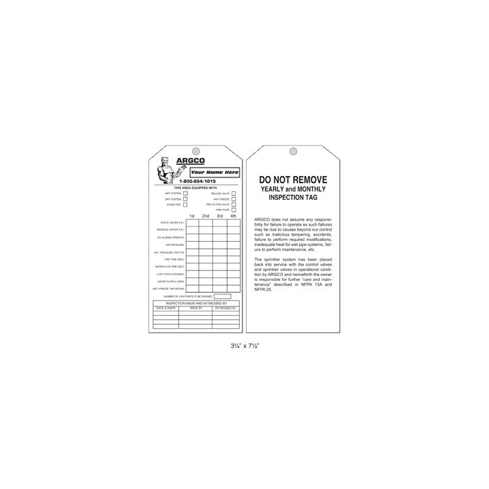 Tag Personalized (1000) Quarterly Inspection (2-Sided)