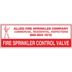 Sign Alum Personalized 6x2 Fire Sprinkler Control Valve(100)