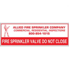 Sign Alum Personalized 6x2 Fire Sprinkler Vlve Do Not Close
