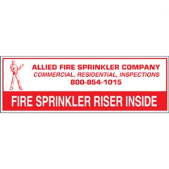Sign Alum Personalized 6x2 Fire Sprinkler Riser Inside