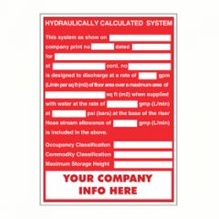 Sign Alum Personalized 5x7 Hyd Calc Sys (NFPA) (100/8.4#)