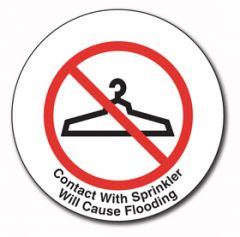 Sign Vinyl Decal 3" Contact w Sprinkler Can Cause Flooding