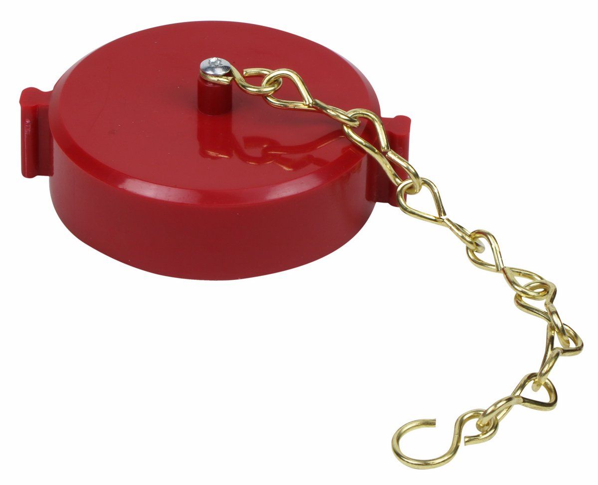 2pk Fire Hydrant Adapter Cap and Chain 2-1/2" NST Polycarbonate Red F 