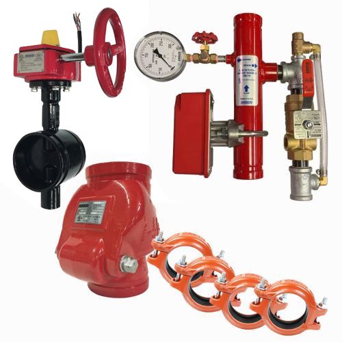 System Sensor Riser Manifold GROOVED 4" w/Pressure Relief, T&D, Butterfly & Check Valve + 4 Couplings