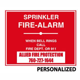 Sign Alum Personalized 9x7 Fire Alrm Bell-Call Fire Dept 911