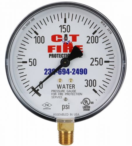 Fire Sprinkler Gauge Personalized 300# Water <UL/FM> USA